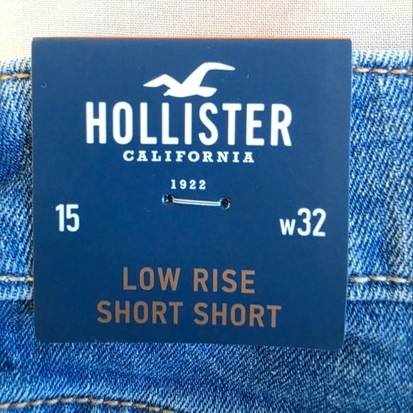Hollister Junior Girls Distressed Blue Jean Shorts Size 15 - Picture 3 of 6